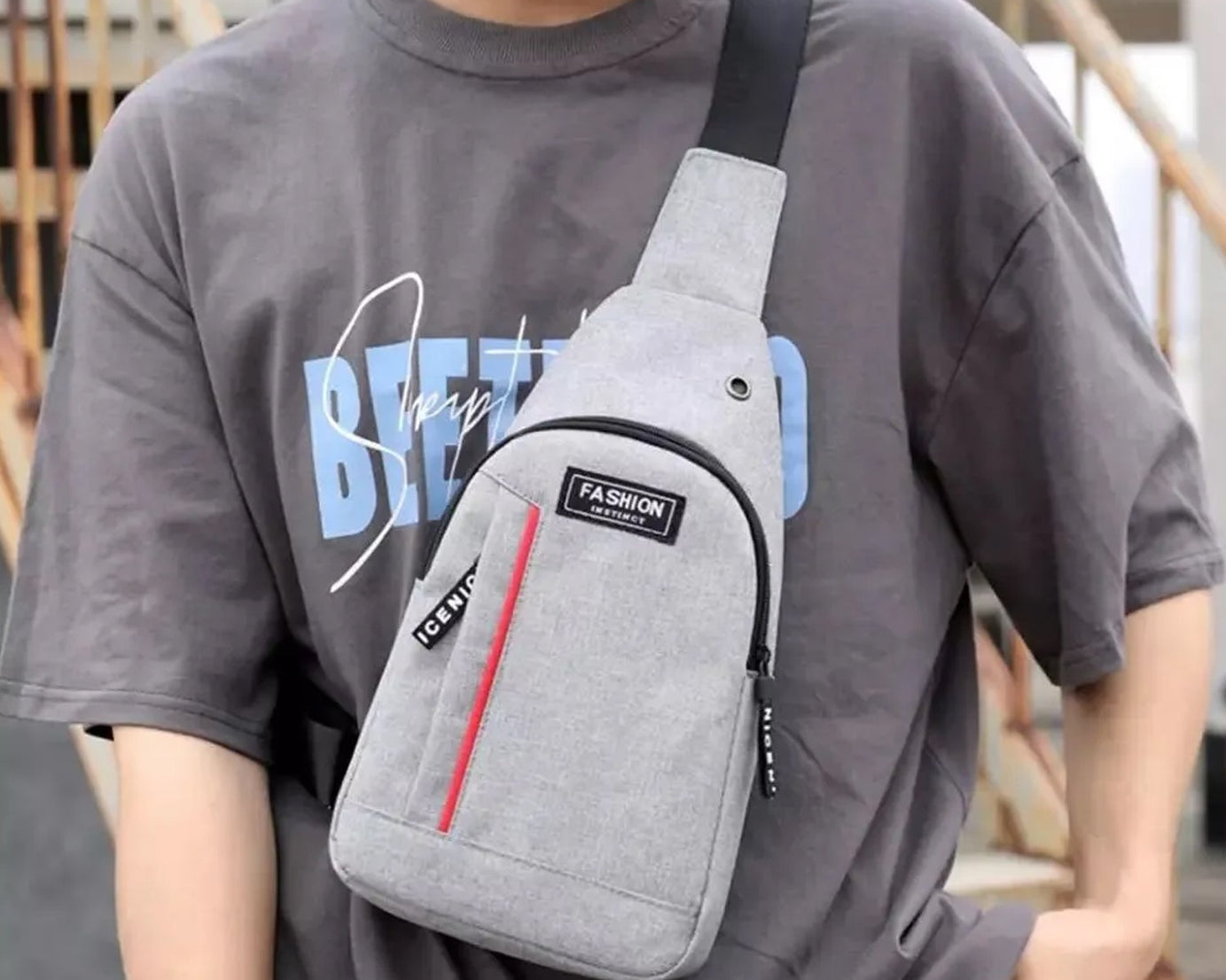 Waterproof crossbody fanny pack in grey