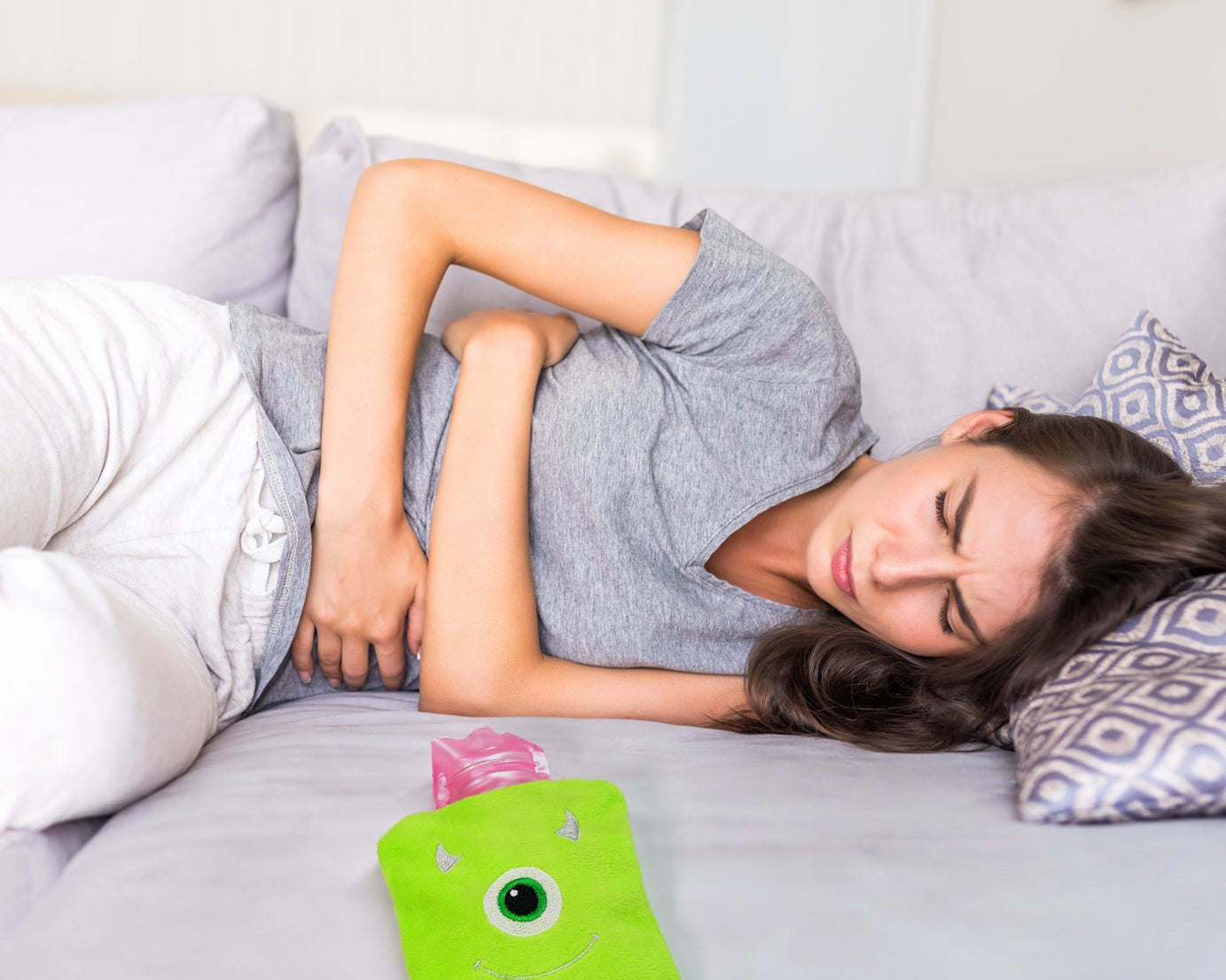 6519 Green one eye monster print small Hot Water Bag with Cover for Pain Relief, Neck, Shoulder Pain and Hand, Feet Warmer, Menstrual Cramps.