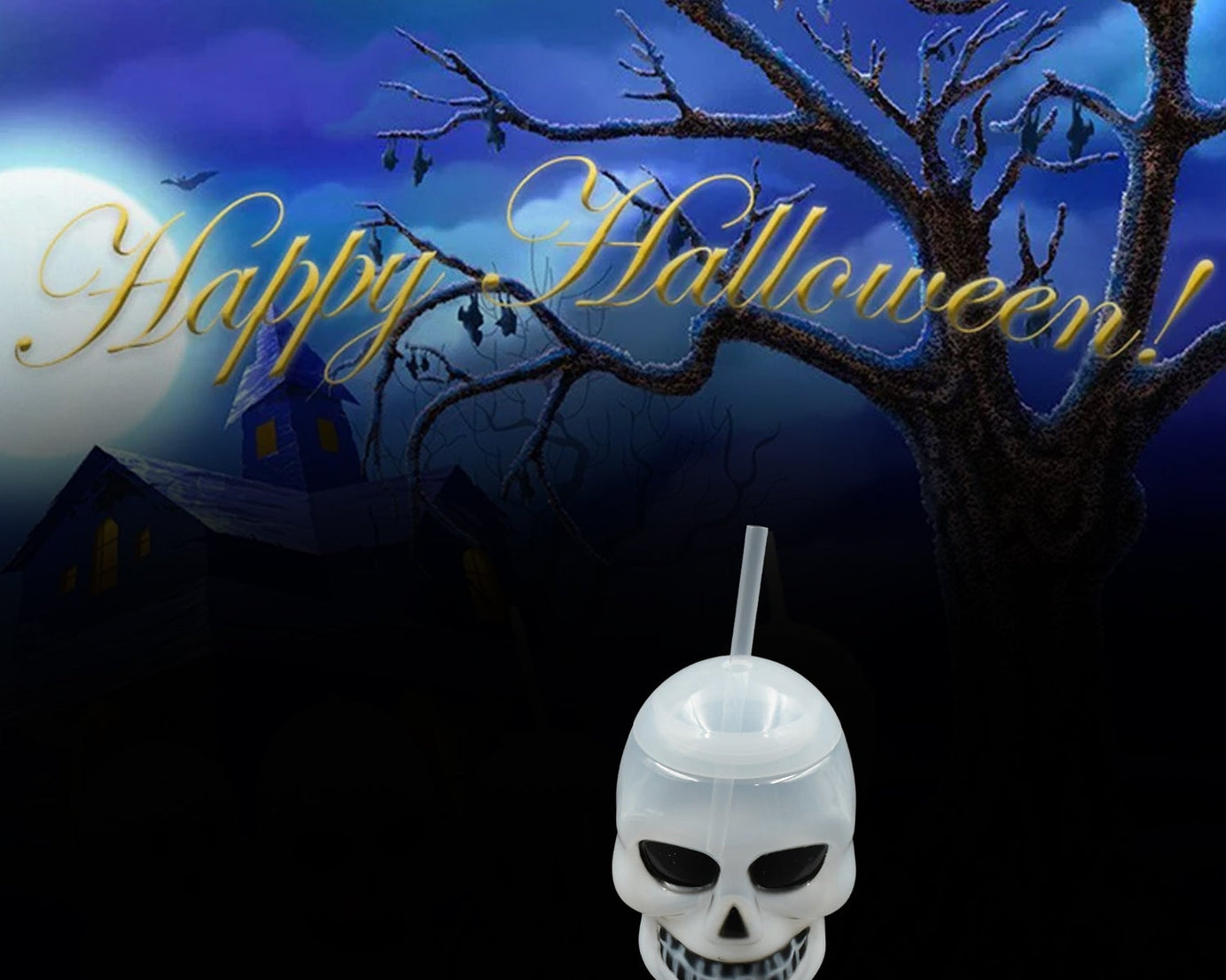 Ghost Face Bottle Water Bottle, Drinking Cup with Lid and Straw, Party Favors Summer Hawaiian and Beach Party Decorations for Kids Adults With Brown Box(1 Pc)