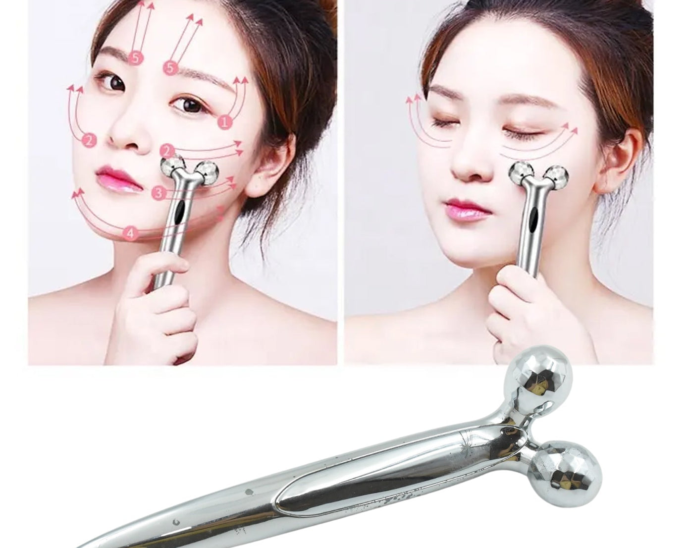 360 Degree Facial Roller, designed for face lifting and skin tightening, improves blood circulation and reduces puffiness.