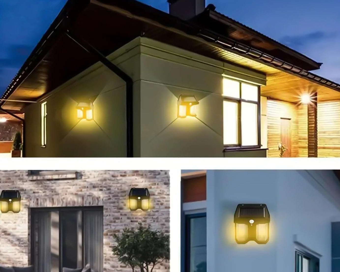 Outdoor Solar Wall Lamp Outdoor Waterproof High Quality Lamp Induction Garden Lamp Garden Villa Night Lamp Double Lamp Light (1 Pc)