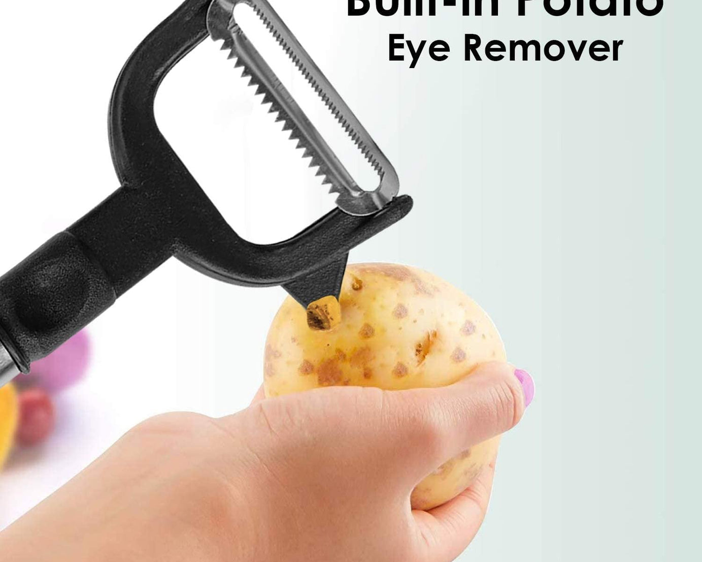 Peeler with vegetable julienne in action