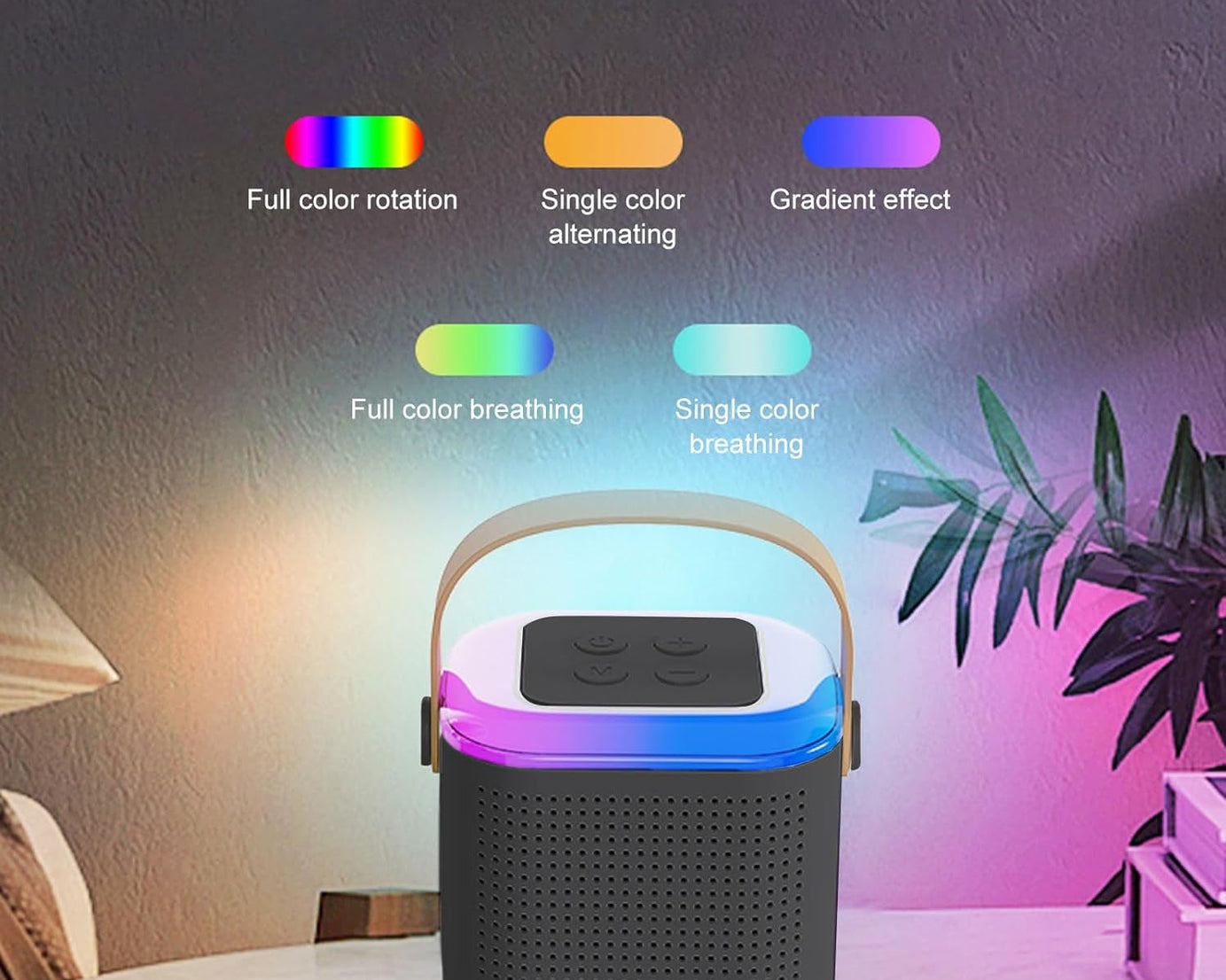 Wireless Speaker Microphone Set, RGB Light Support Memory Card PortableKaraoke Machine Perfect  for Travel TV