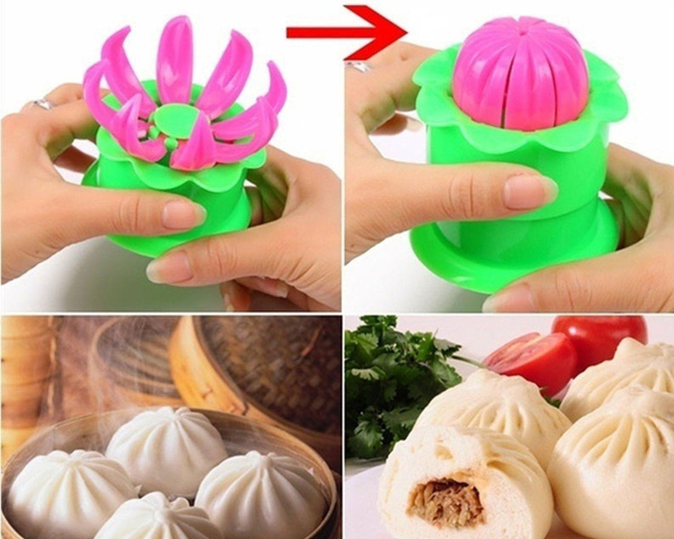 Momos mold and spoon set for preparing steamed buns.