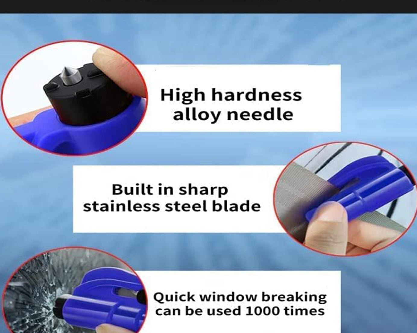 2 in 1 Emergency Safety Cutter with Key Chain, Small Portable Handy Emergency Safely Glass Breaking & Seat Belt Cutting Keychain Tool