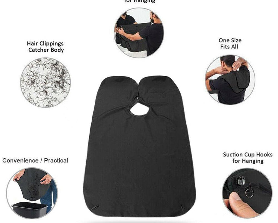 Black Beard Apron Hair Clippings Catcher Grooming Bib