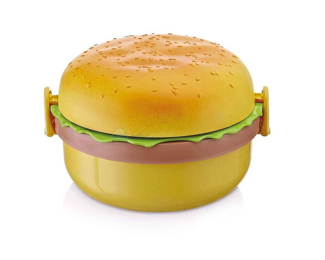 Burger Shape Lunch Box Plastic Lunch Box Food Container Sets Double Layer Lunchbox 1000ml With 2 Spoon Applicable to Kids and Elementary School Students