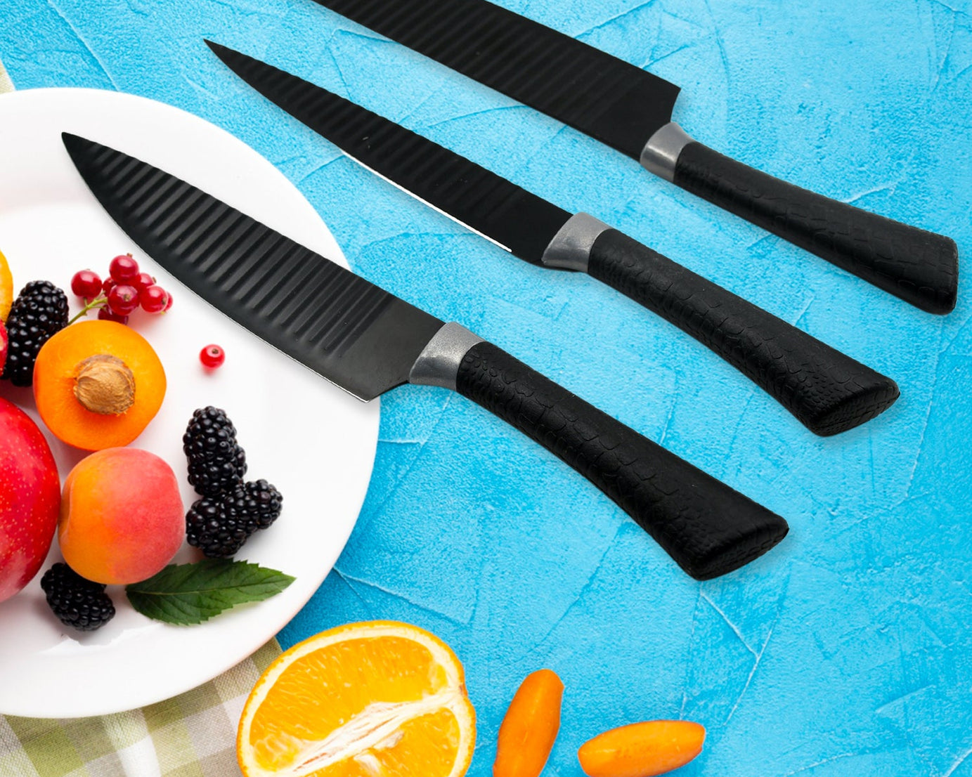 5629 6 Pieces Professional Kitchen Knife Set, Meat Knife, Chef's Knife with Non-Slip Handle for Home, Kitchen and Restaurant with Chef Peeler and Scissor (Stainless Steel / 6 Pcs Set)