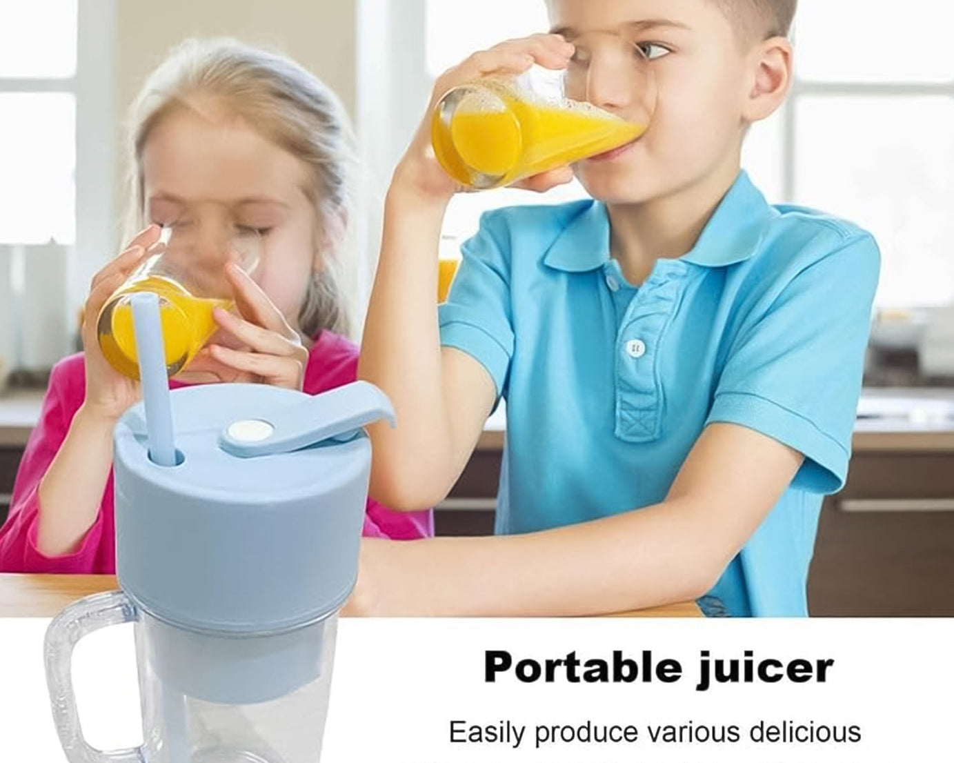 Portable Crusher Juicer With Handle & Straw