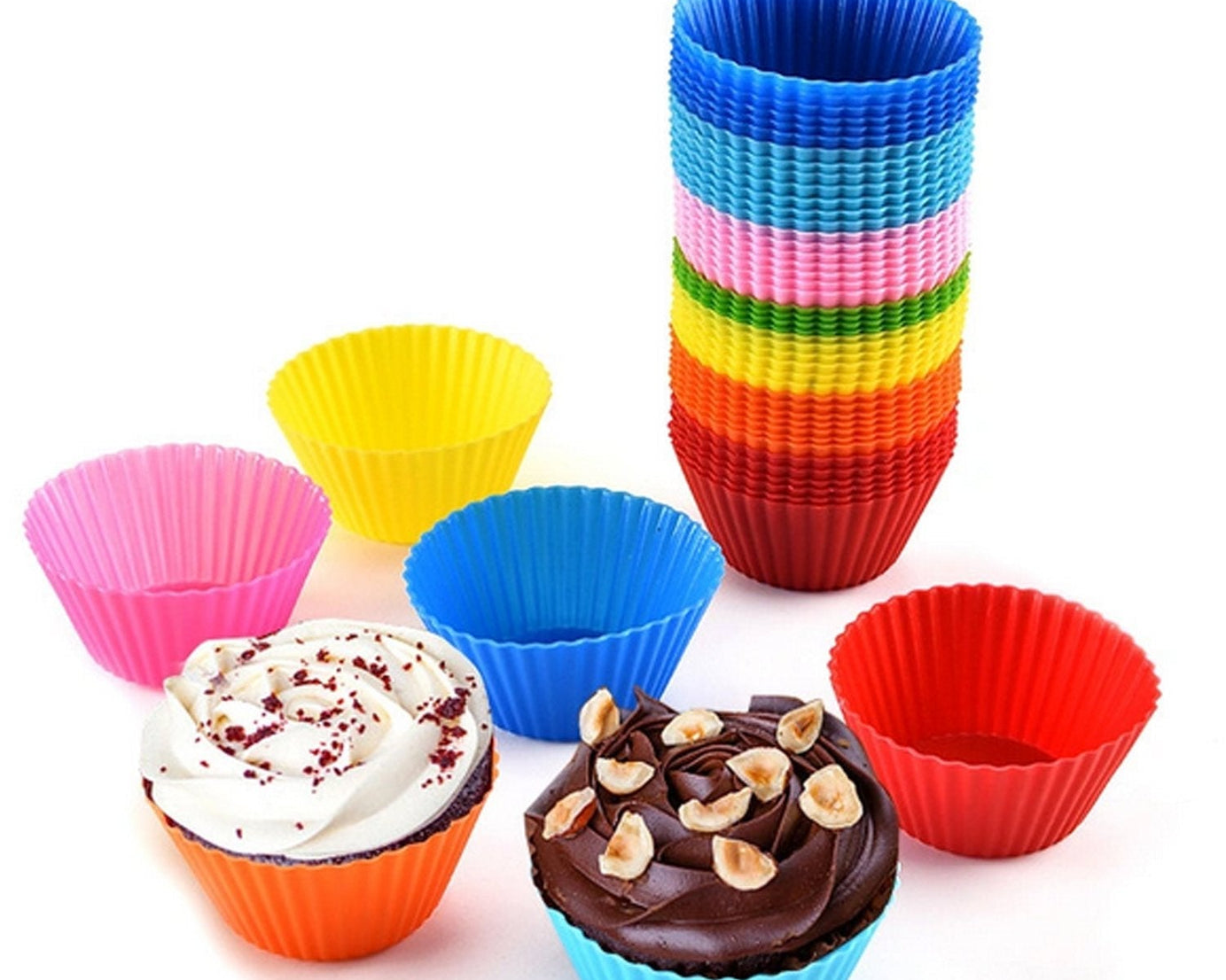 Cupcake baking mould in silicone, reusable.