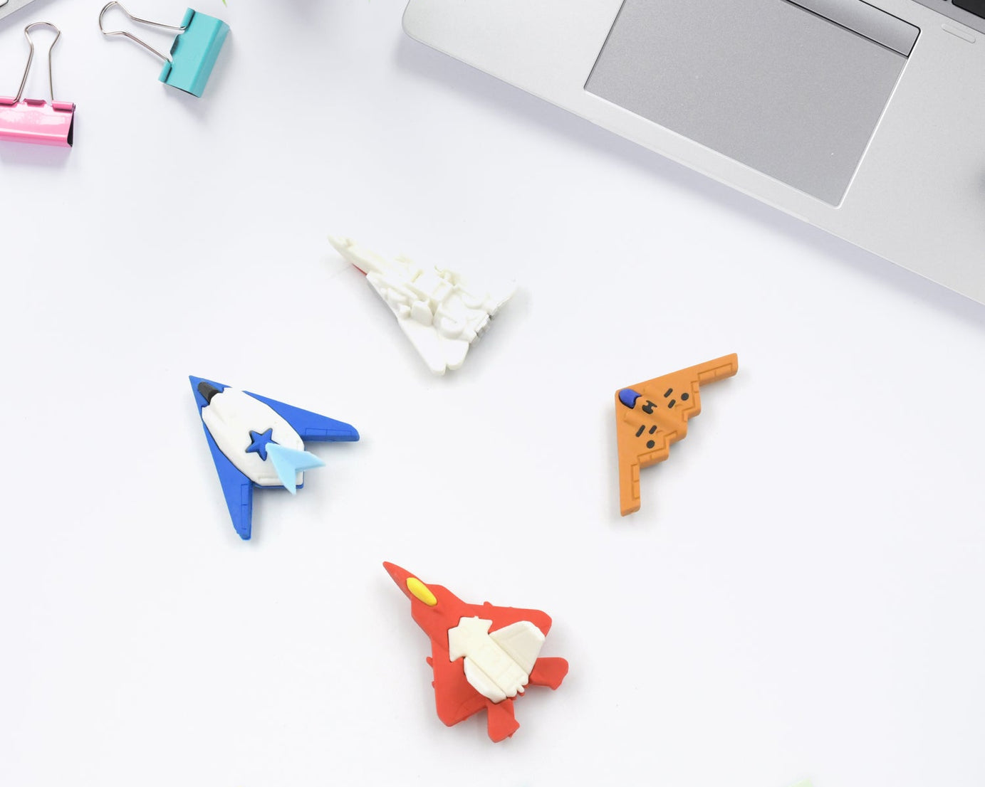 Fun Erasers for Kids: Gun & Plane Shapes (4-Pack, Gift Set)