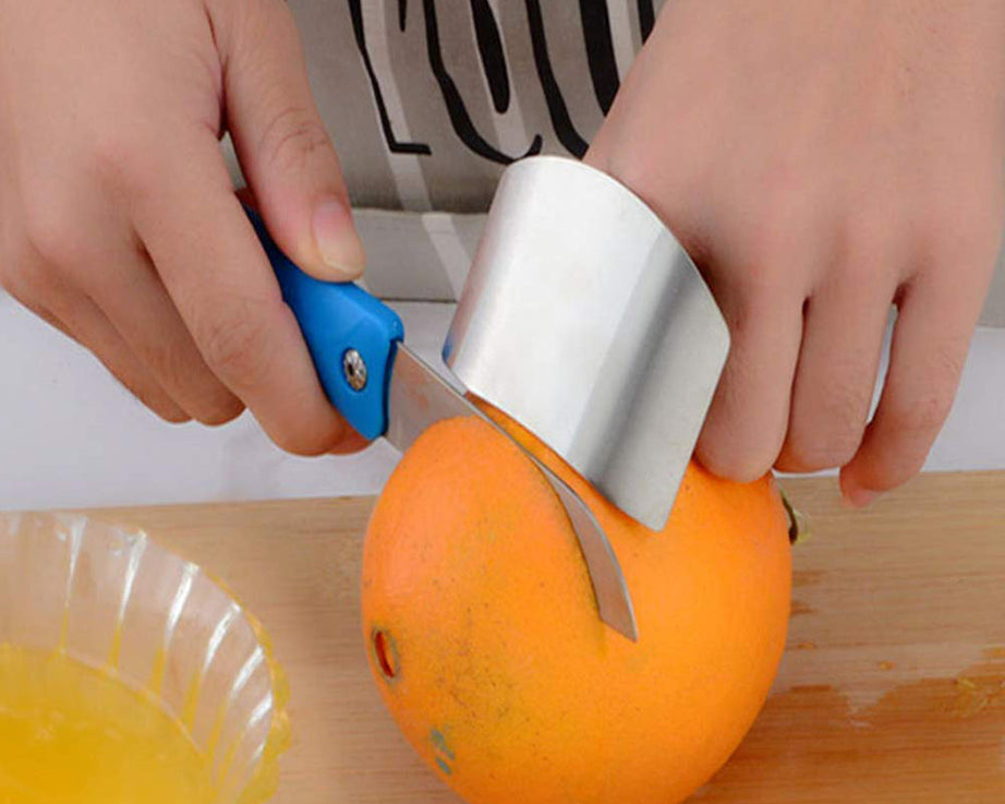 Durable stainless steel cutting protector for kitchen safety.