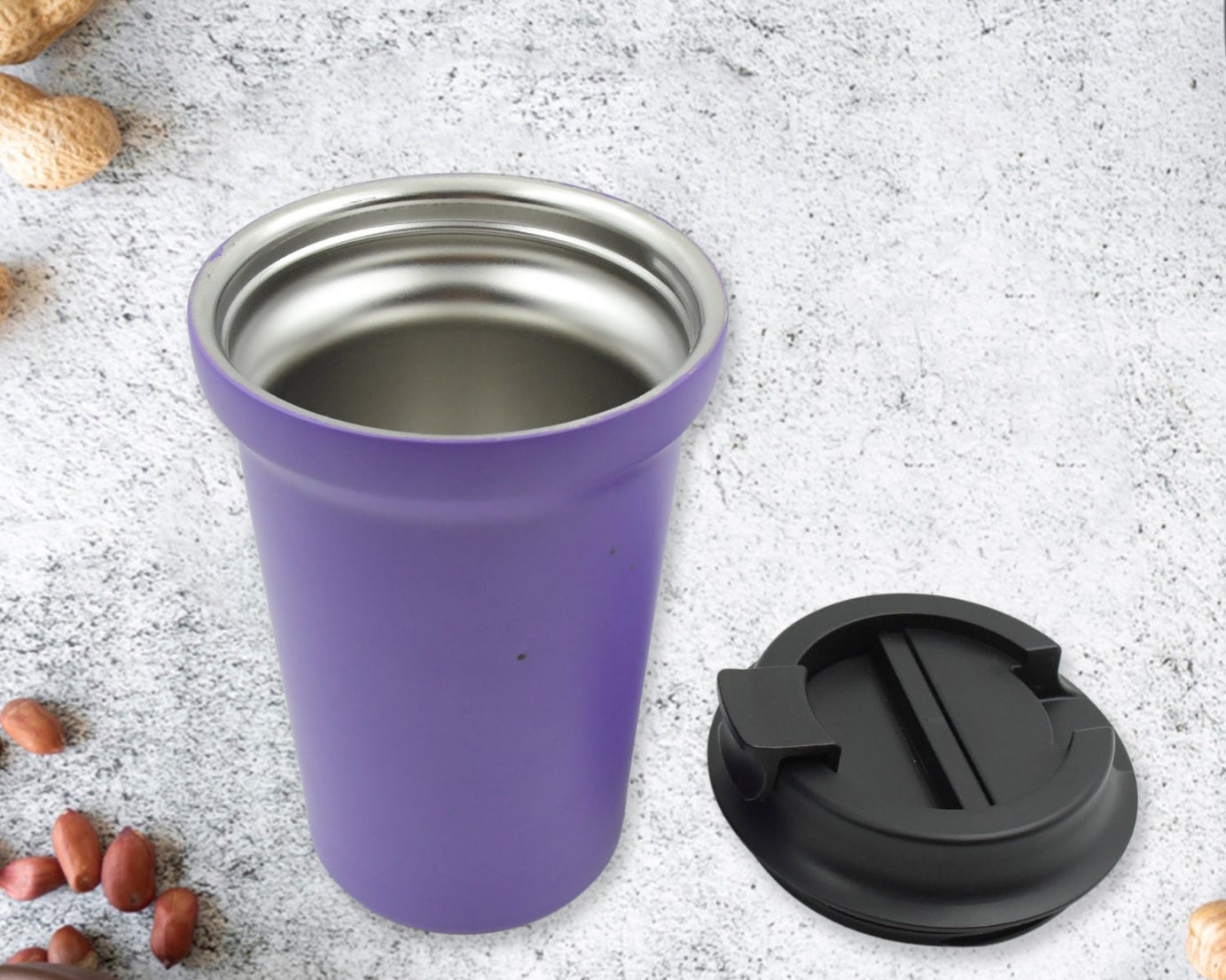 12524 Stainless Steel Vacuum Insulated Coffee Cups Double Walled Travel Mug, Car Coffee Mug with Leak Proof Lid Reusable Thermal Cup for Hot Cold Drinks Coffee, Tea (1 Pc 350ML)