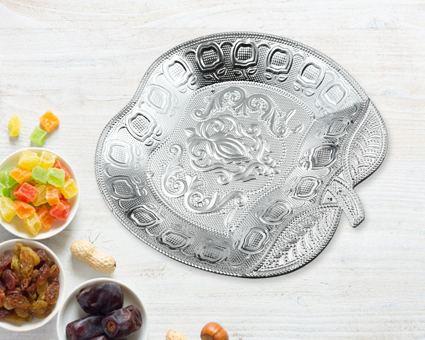 DECORATIVE MUKHWAS SERVING TRAY SERVING MUKHWAS PLATE FANCY CANDY TRAY DRY FRUIT SERVING TRAY (1 Pc Set)