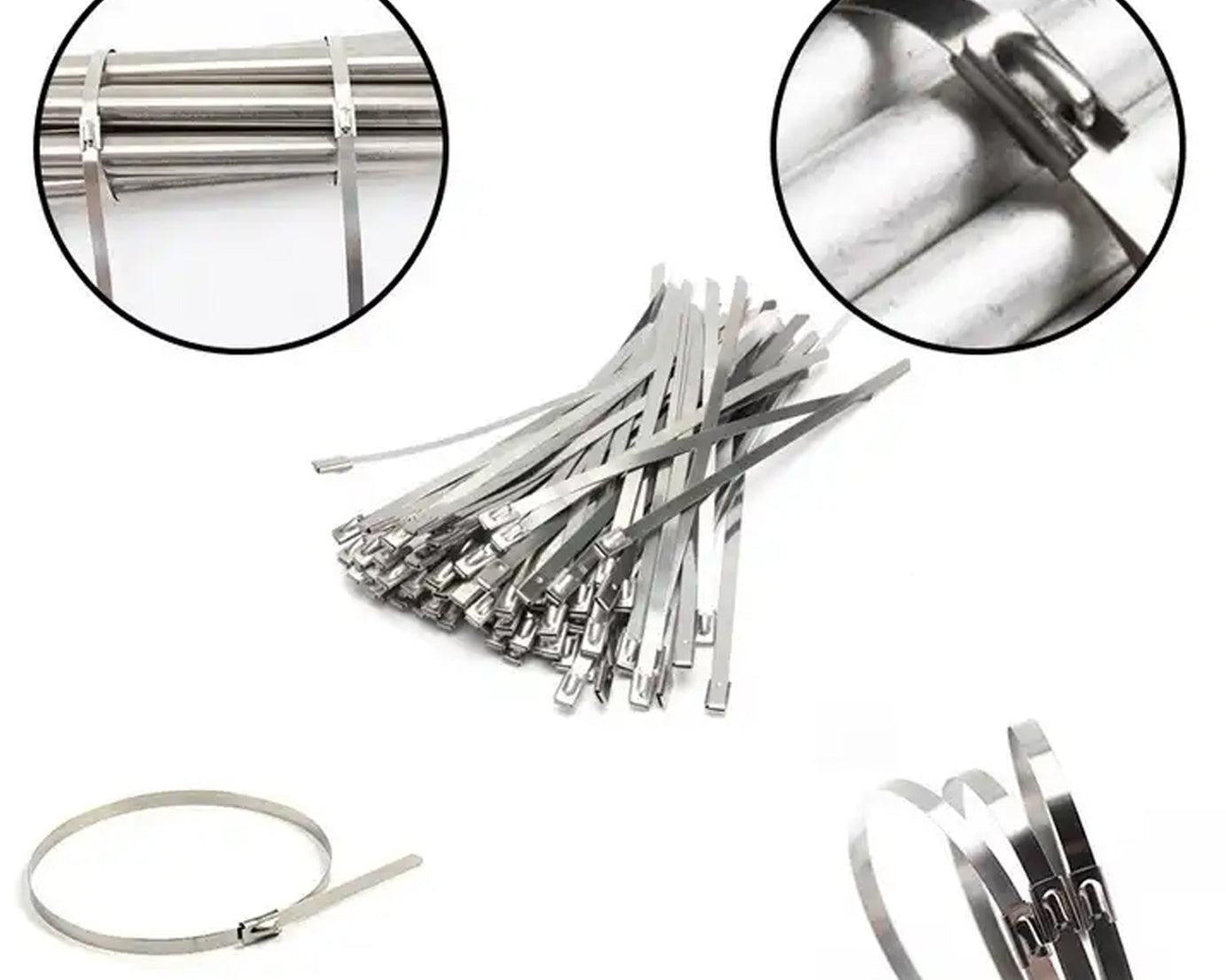 Stainless Steel Cable TIE Used for Solar, Industrial and Home Improvement Multipurpose HIGH Strength, Self-Locking Zip Ties, Multi-purpose Tie, Portable Rustproof 100Pcs Wide Application Zip Tie Set for Building (4.6x100MM /  100 pcs Set)