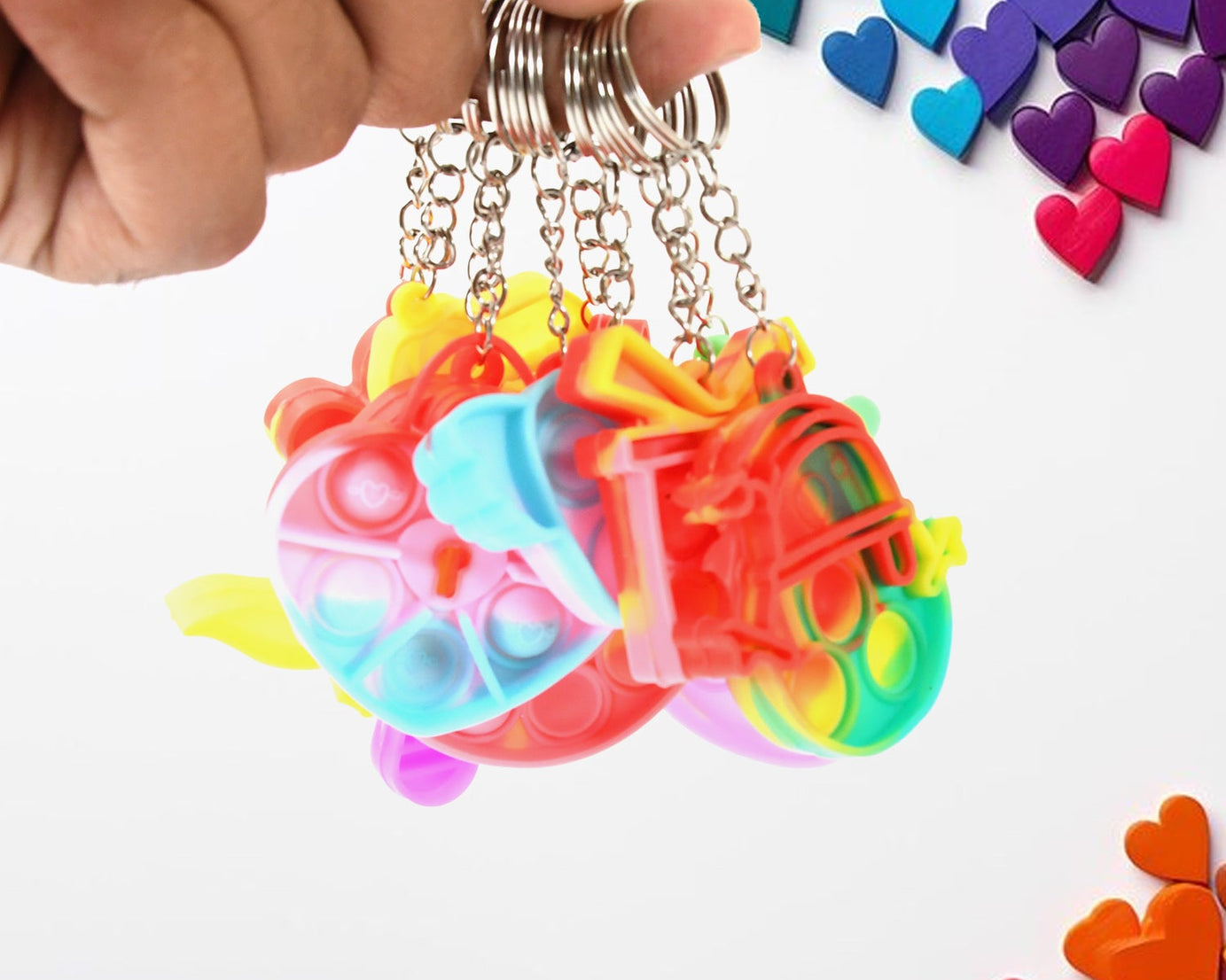 Compact Silicone Pop it Keychain Toy - Birthday Return Gift of Kids - Portable Bubble Popping Fun Stress Relief Fidget Toy (mix design | 1 Pc)