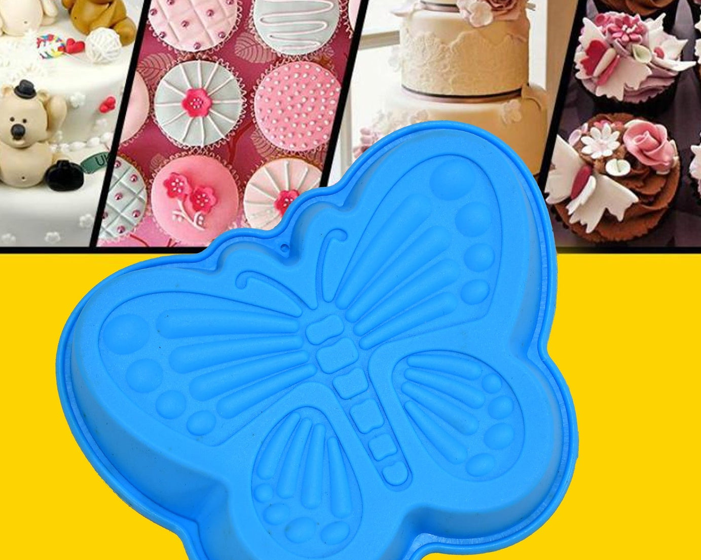 Butterfly Shape Cake Cup Liners I Silicone Baking Cups I Muffin Cupcake Cases I Microwave or Oven Tray Safe I Molds for Handmade Soap, Biscuit, Chocolate, Muffins, Jelly – Pack of 4