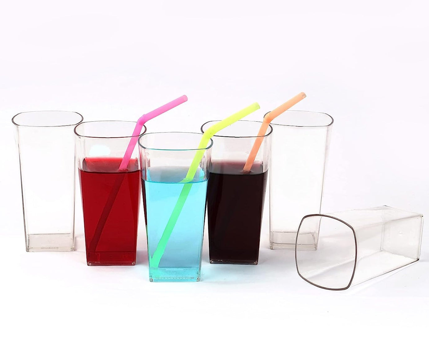 Transparent square plastic tumblers set