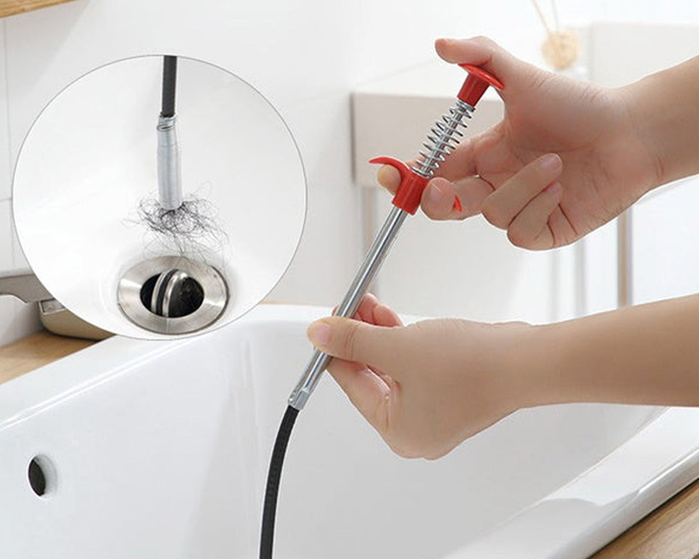 Drain Block Remover (90cm): Cleaning Tool for Pipes, Clogged Drains