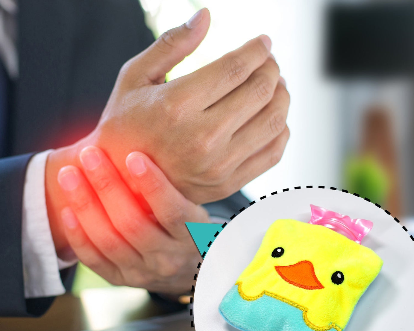 Yellow Duck design small Hot Water Bag with Cover for Pain Relief
