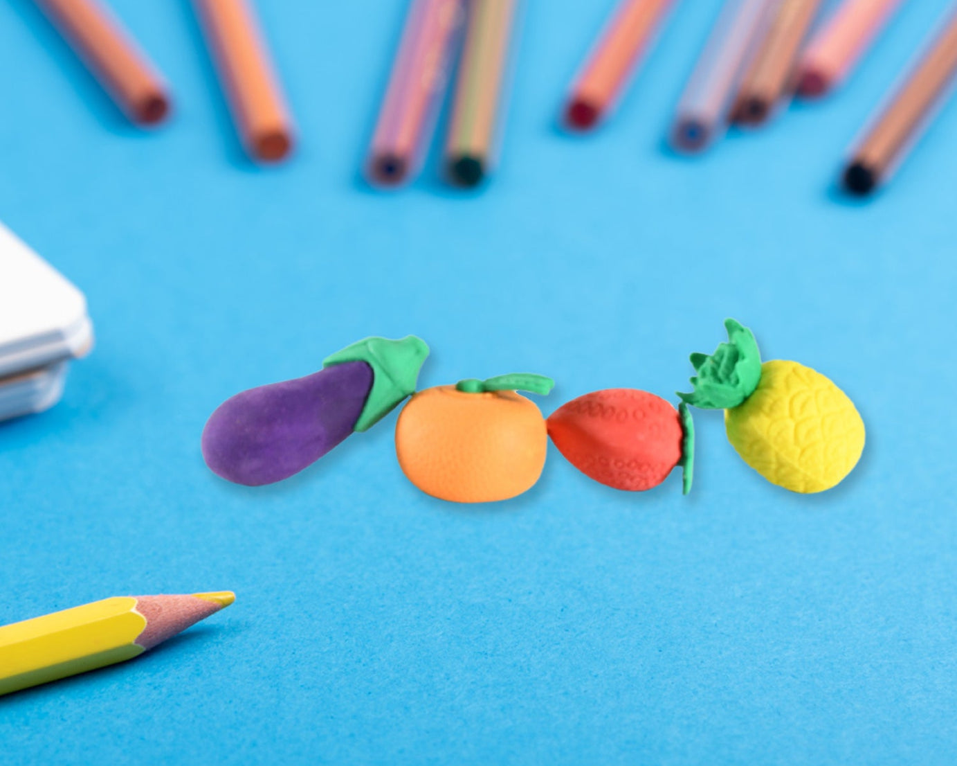 Mini Cute Vegetables and Fruits Erasers or Pencil Rubbers for Kids, 1 Set Fancy & Stylish Colorful Erasers for Children, Eraser Set for Return Gift, Birthday Party, School Prize, 3D Erasers  (4 pc Set)