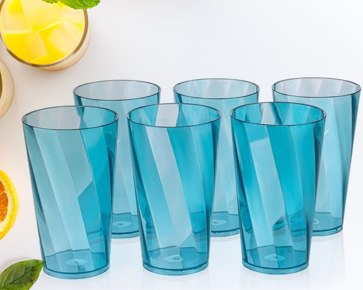 Set of 6 crystal round glasses