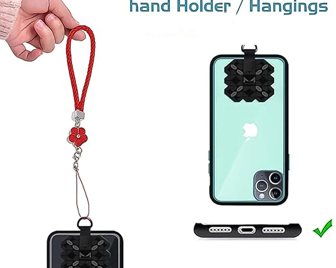 Flower Shape metal alloy pendant Nylon Braided leather hand strap lanyard phone (1 Pc / Multicolor)