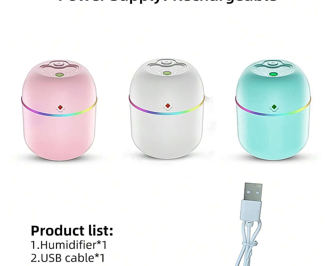 Portable Lighting Mini Humidifier, USB Personal Desktop Air Humidifier for Baby Bedroom Travel Office Home with Light, Cool Mist Humidifier, Essential Oil Diffusers, Cool Mist Humidifiers (250 ML)