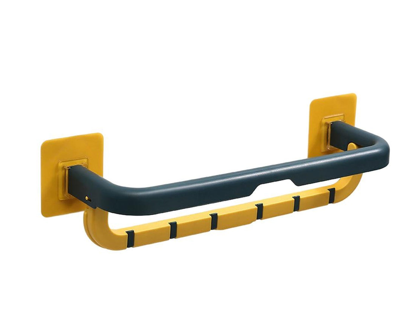 Wall-mounted towel holder with hooks