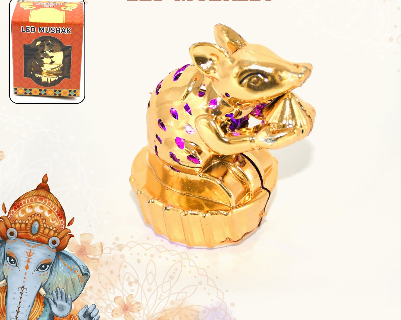 Multicolour LED Mushak for Ganpati Décor