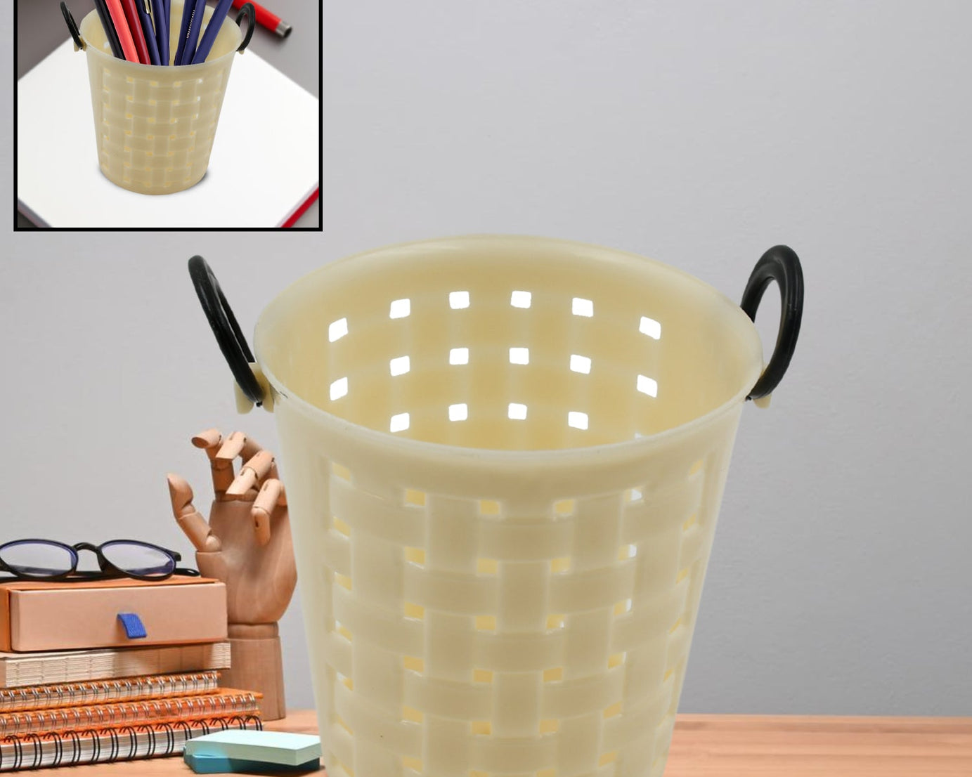 17557 Multifunctional Plastic Round Multi-Purpose Toothpaste Stationary Pen Pencil Holder, Mini Desk Office Desktop Stationery Organizer Bathroom Shelves for Adults  (1 Pc)