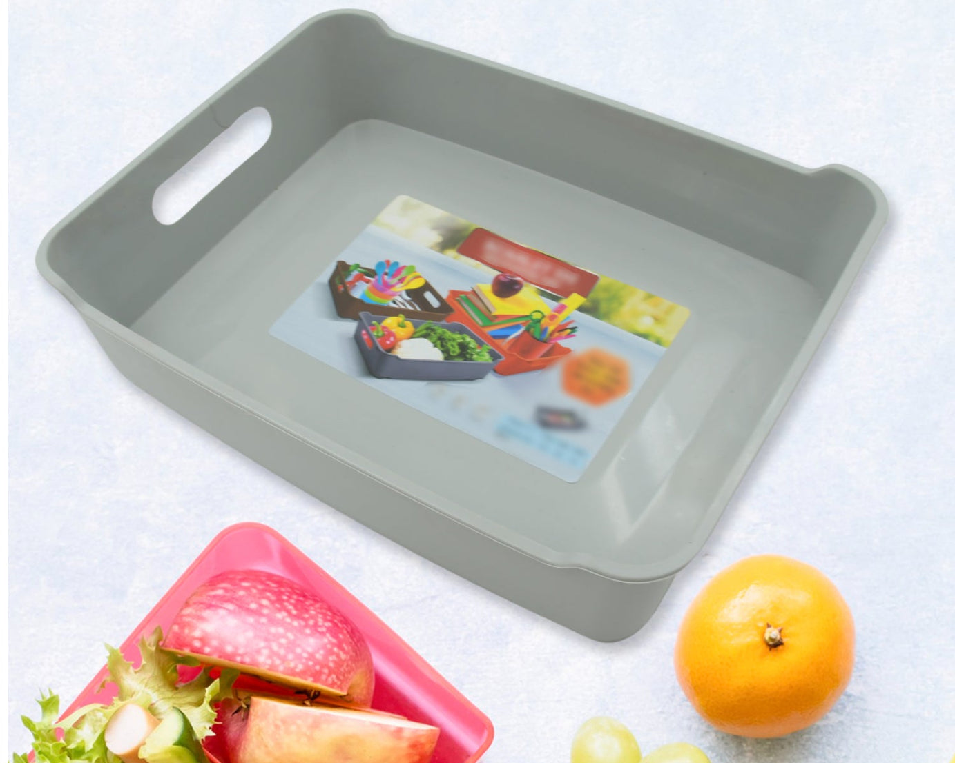 3645 Multipurpose Organising & Storage Plastic Tray,  Fruit & Vegetable/ Multi Purpose Tray, Organizer for Kitchen, Countertop, Cabinet, Bathroom Plastic Storage Basket For Store Fruits, Vegetables, Magazines, Cosmetics, Stationary Set of 3