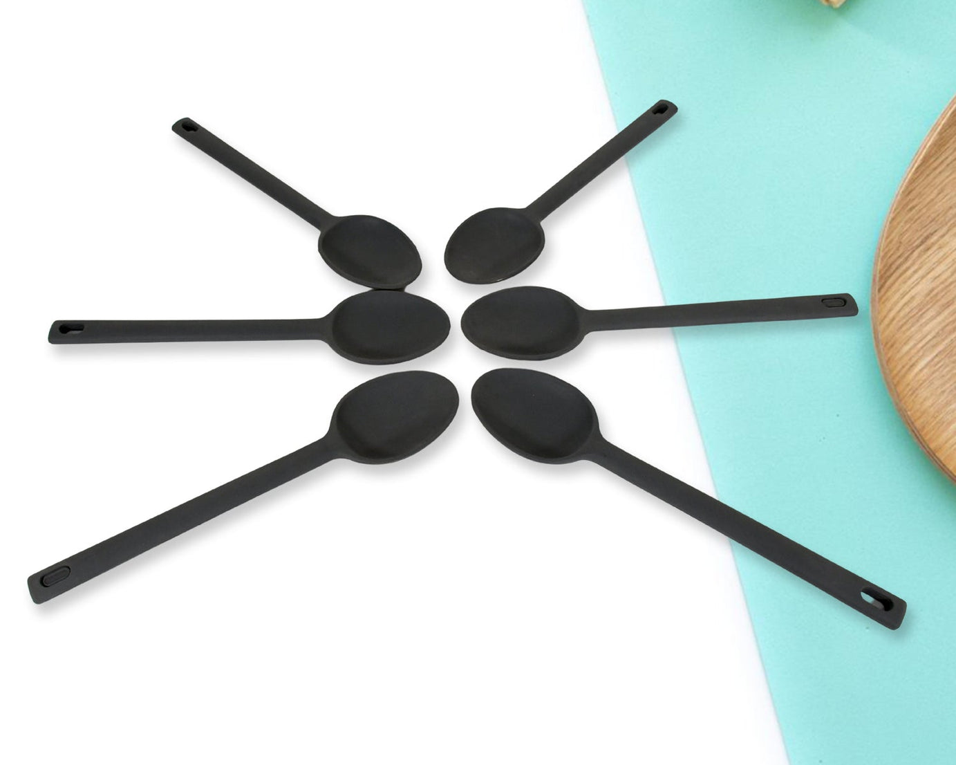 Multipurpose Silicone Spoon, Silicone Basting Spoon Non-Stick Kitchen Utensils Household Gadgets Heat-Resistant Non Stick Spoons Kitchen Cookware Items For Cooking and Baking (6 Pcs Set)