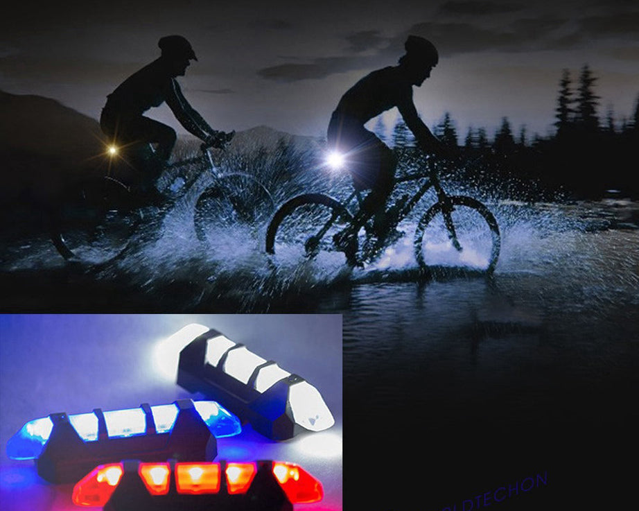 Bicycle front light with blue LED, waterproof and rechargeable.