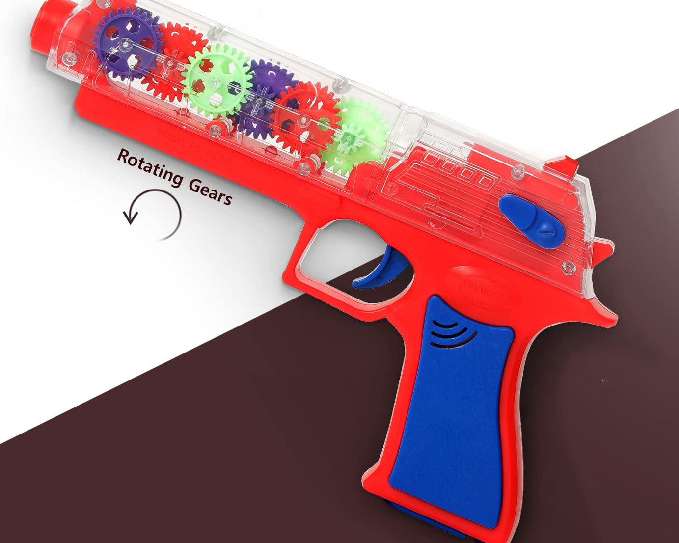 Plastic Gear Simulation Toy Gun for Kids, Pretend Play Gun Toys with 3D Flashing Lights and Exciting Music, Electric Laser Toy Guns with Rotating Gear Mechanism, Toy for Birthday Gift for Kids 3+ Years (Pack of 1)