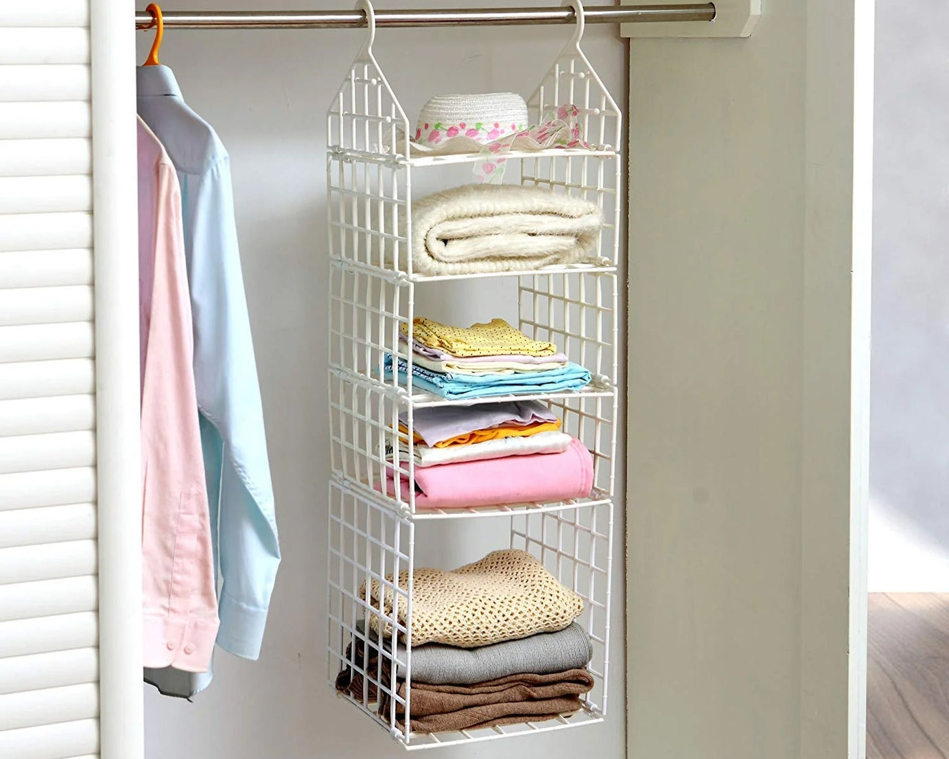 4526 MULTIPURPOSE 5 LAYER FOLDING CLOTHES STORAGE RACKS||CLOSET FOR STUDENTS WARDROBE SHELVES SOCKS, SCARF, T-SHIRT, ETC||HANGING ORGANIZER STORAGE HOLDERS & RACKS