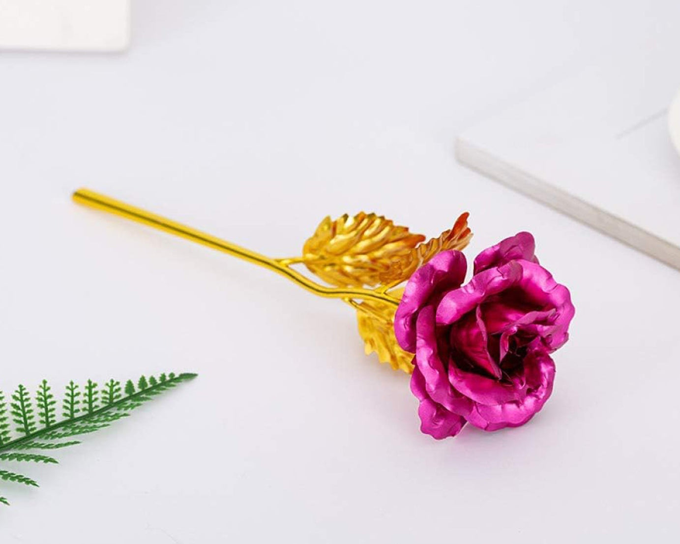 0898 Gold Rose Artificial Rose Flower With Gift Box, Plastic Flowers Best Gifts for Friend Girl Wife Women, Golden Rose Gift for Valentine's Day, Mother's Day, Anniversary, Birthday, Wedding, Gold (1 Pc)