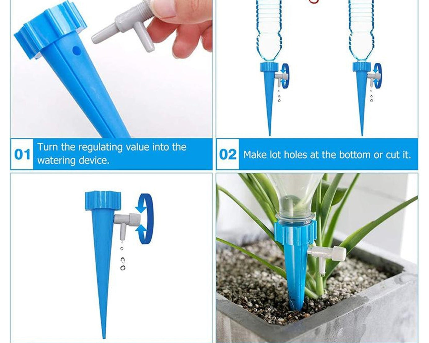 Plant Watering Spikes self Watering Spikes Water dripper for Plants, Adjustable Plant Watering Devices with Slow Release Control Valve Switch