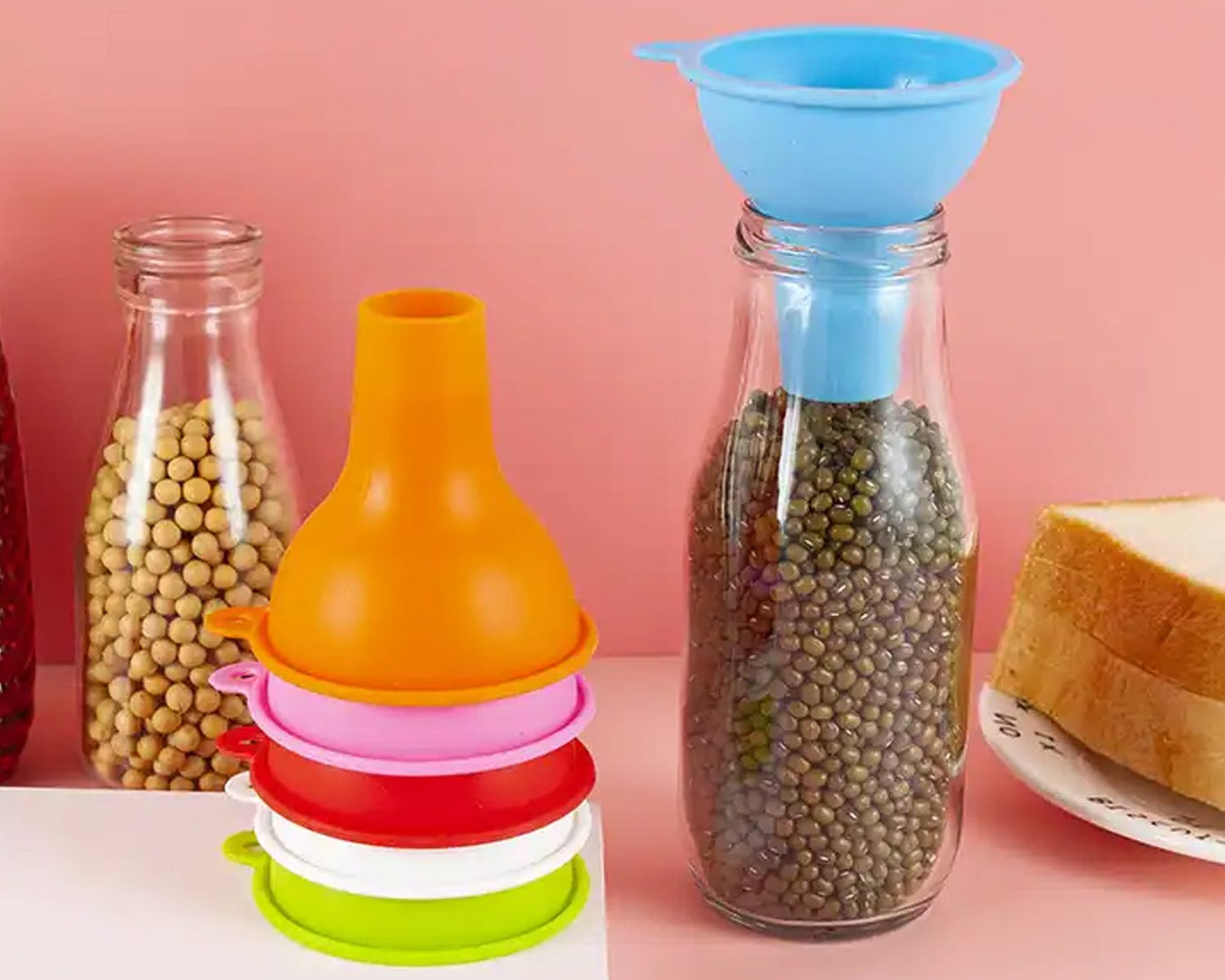 Silicone Funnel For Pouring Oil, Sauce, Water, Juice And Small Food-GrainsFood Grade Silicone Funnel