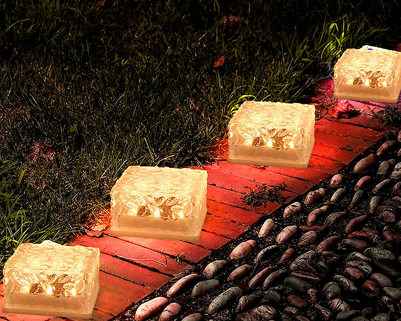 8557 Solar Ice Cube Shaped Garden Light, Ice Cube Shaped Garden Warm Light Outdoor Solar Garden Decorative Lights for Walkway Pathway Backyard Christmas Decoration Parties