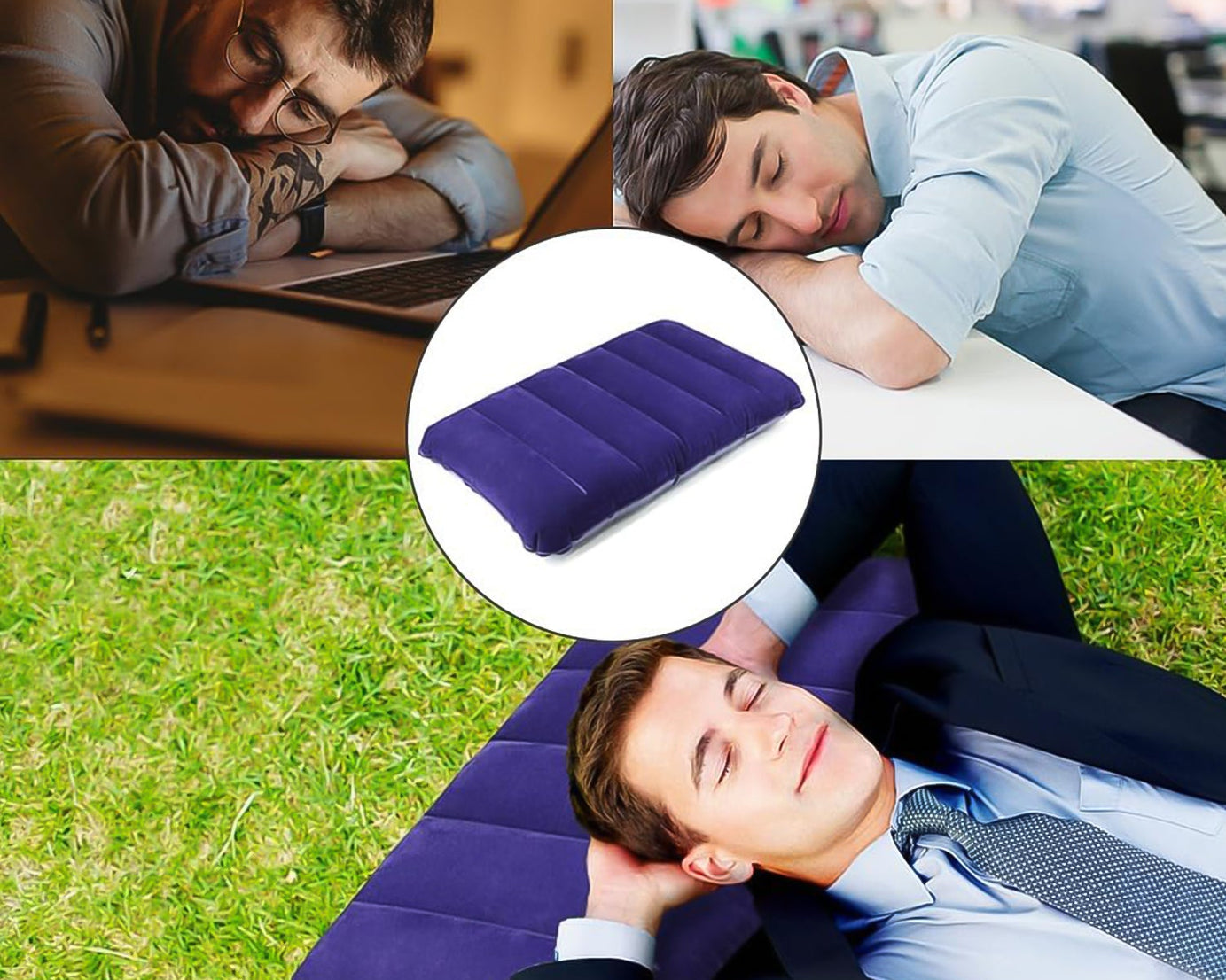 Velvet Air Inflatable Travel Pillow (Blue)