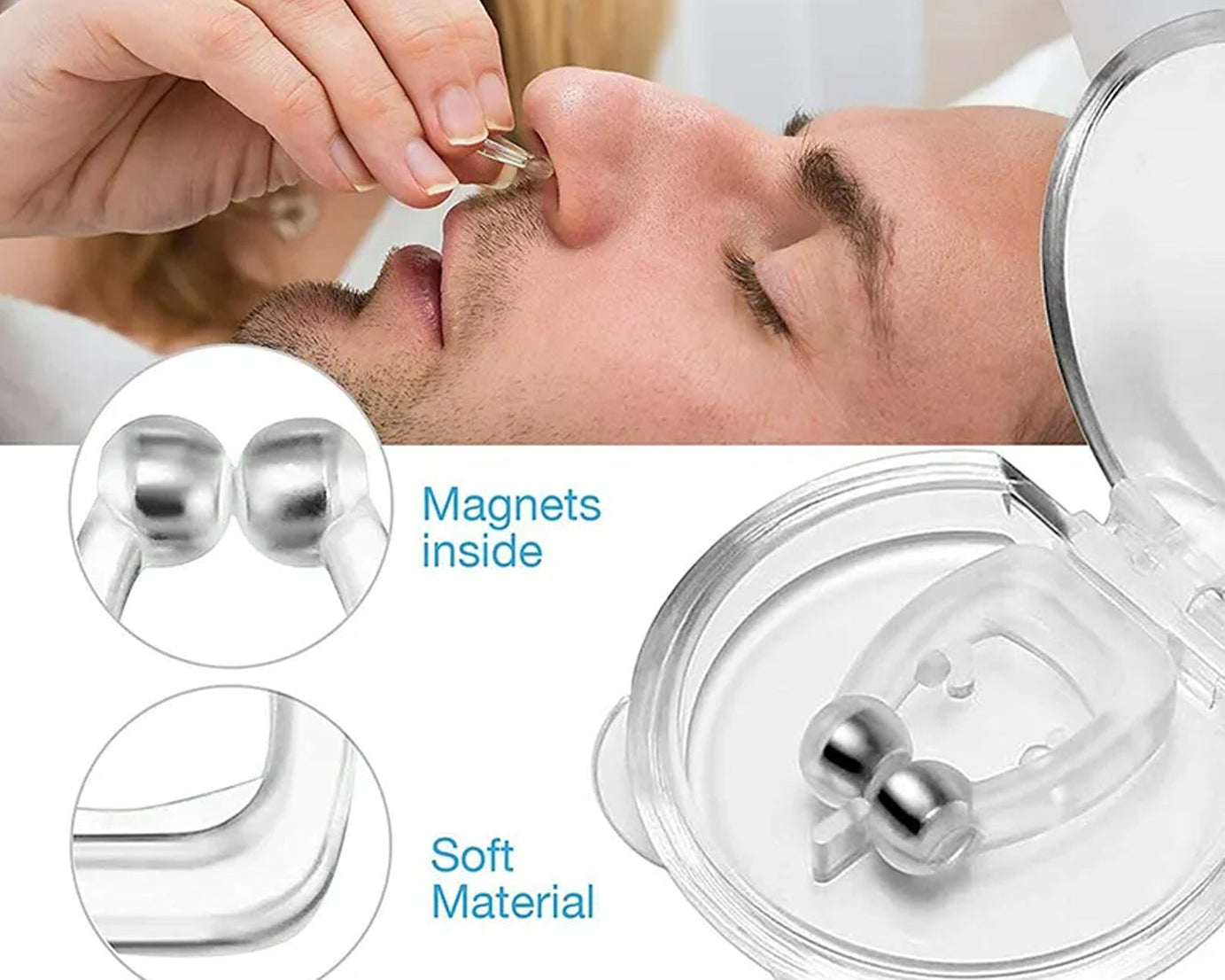 Anti Snore device for men and woman Silicone Magnetic Nose Clip For heavy Snoring sleeper, Snore Stopper, Anti Snoring Device (1 Pc)