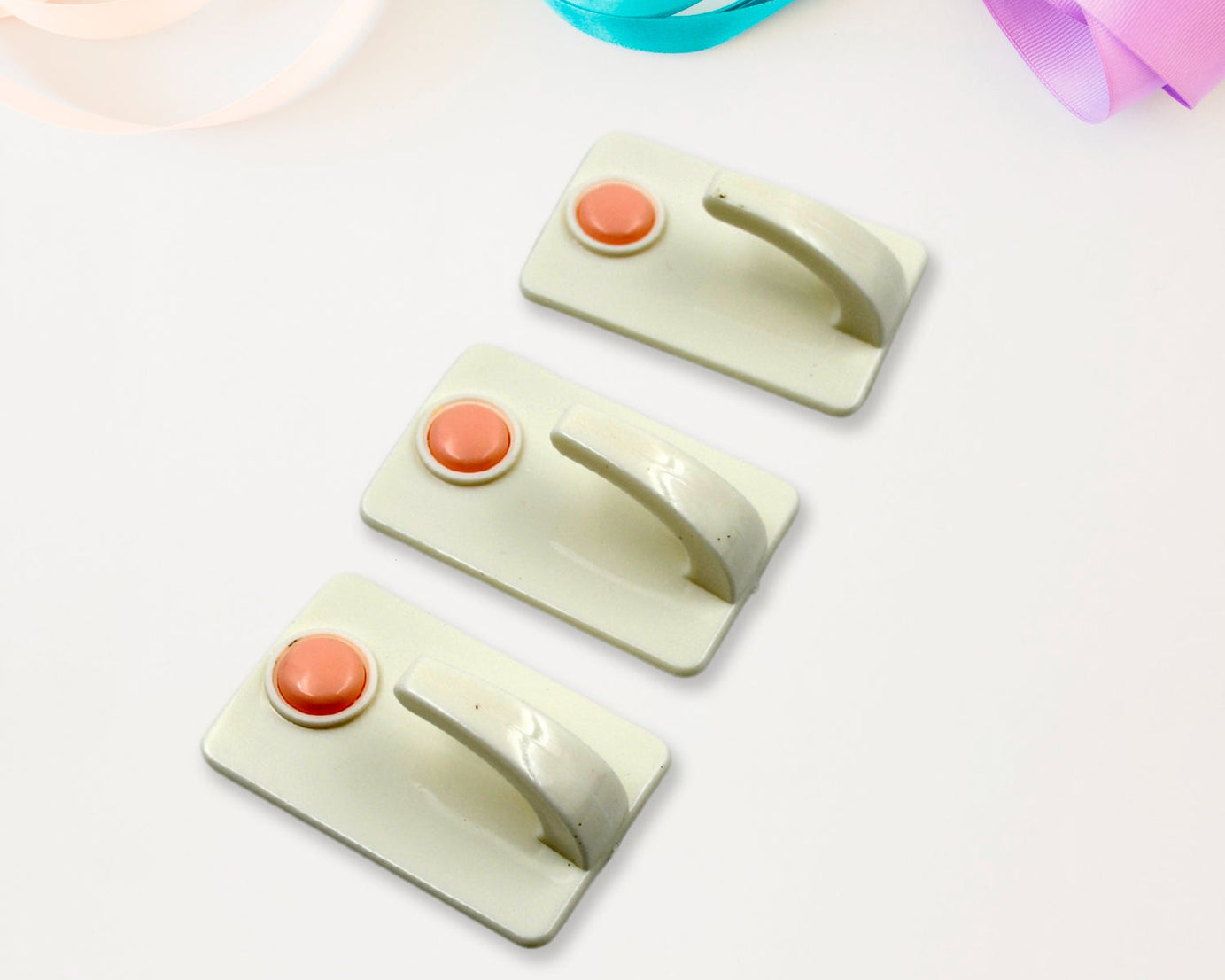 17560 Multipurpose Strong Hook Self-Adhesive hooks for wall Heavy Plastic Hook, Sticky Hook Household For Home, Decorative Hooks, Bathroom & All Type Wall Use Hook, Suitable for Bathroom, Kitchen, Office (3 pc)