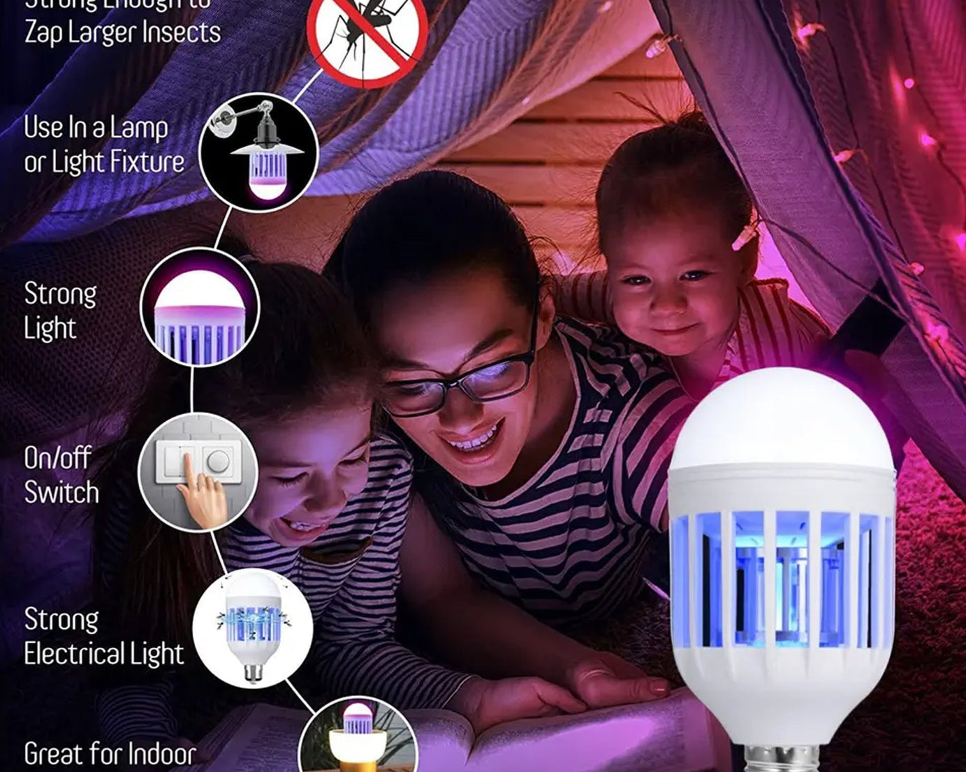 12W & 15W  Mosquito Killer Lamp E27 Summer Moths Flying Insects Led Zapper Mosquito Killer Lamp Light Bulb Household