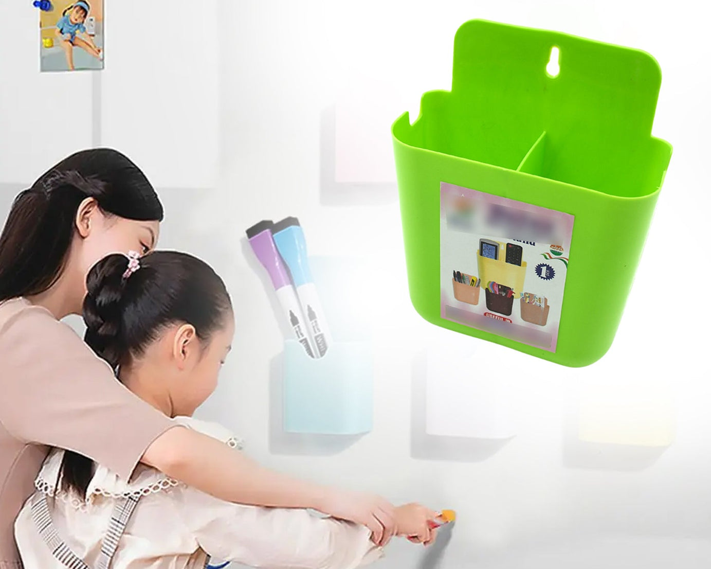 Multipurpose Wall Holder | Mobile Holder | Stationary Storage | Bathroom accessories | Remote Holder | Makeup Brush Holder | Useful In office, Kitchen, Drawing Room 2 Section Stand (1 Pc )