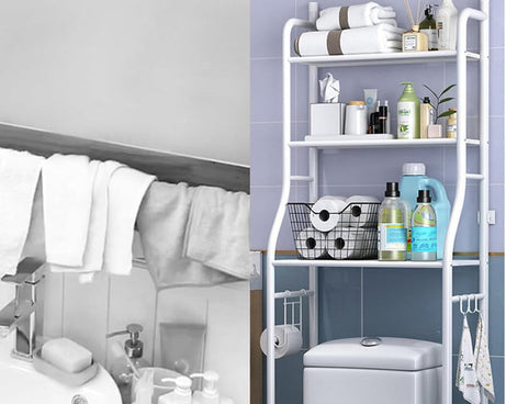 Multi-Layer The Toilet Storage Rack Metal | Bathroom Shelf Space Saving Organizer for Laundry Room Wash Basin Floor Stand