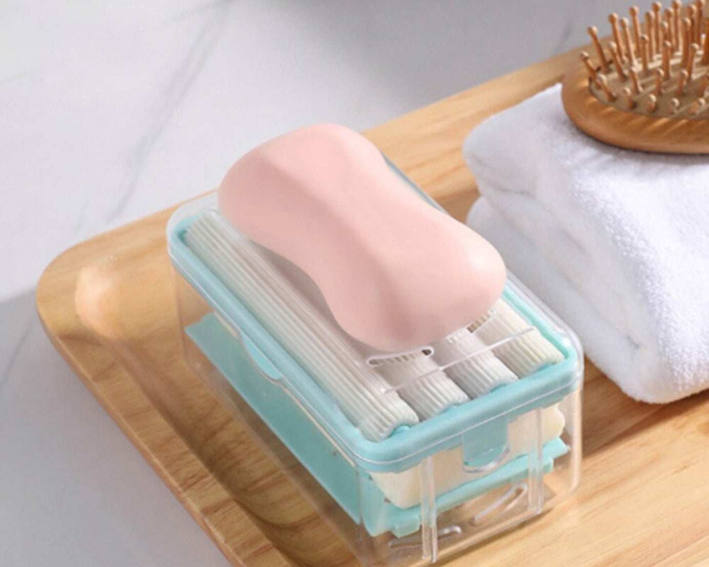 Soap dispenser with roller and drainage for home and bathroom use