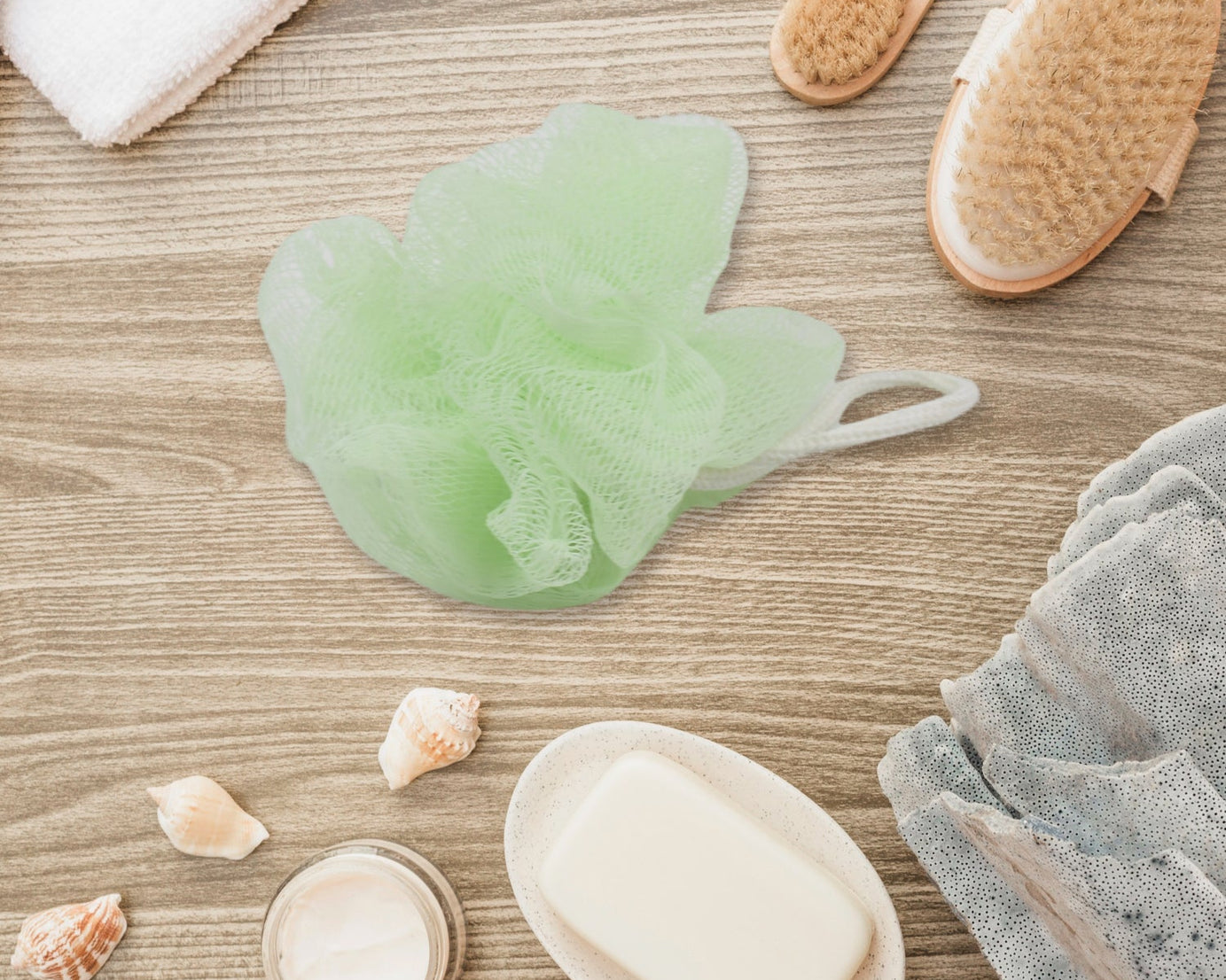 Bath Shower Set Scrubber Loofah Sponge Pouf, Bath Brush Extra Long Dual Sided Scrubber Long Lasting Deep Clean Super Soft, Body Scrubber For Men Woman (2 Pcs Set)