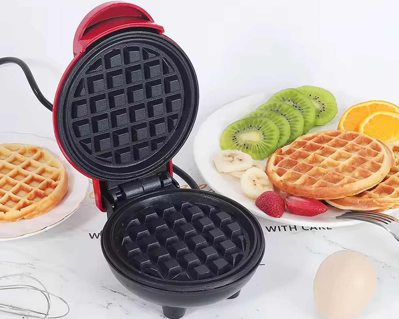 Mini Waffle Maker Machine Waffle Iron Home Appliances Kitchen Gift Easy To Clean, On-Stick Surfaces, Perfect Breakfast, Dessert, Sandwich, Pan Cakes, Paninis / Other Snacks Machine