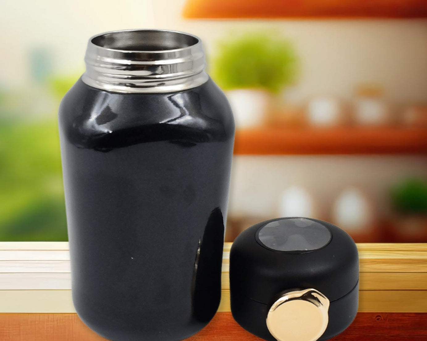 Thermos Steel Bottle, Push Button | Fashion Cup Temperature Display Bottle (420 ML)